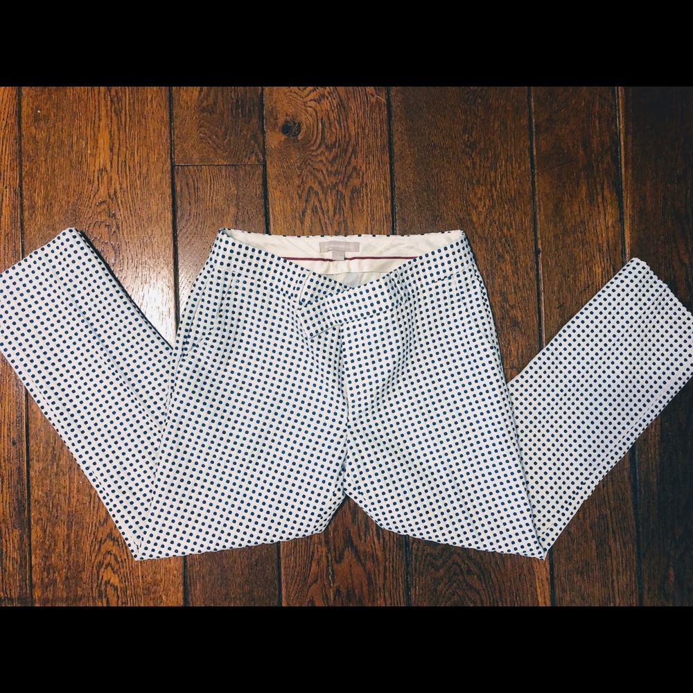 Banana Rebuplic Polka Dot Navy & Cream Pants